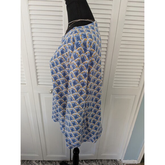 Croft & Barrow Top 3/4 Sleeve Blouse Shirt Women's XXL Cotton Blue Yellow Tulips - Picture 5 of 9